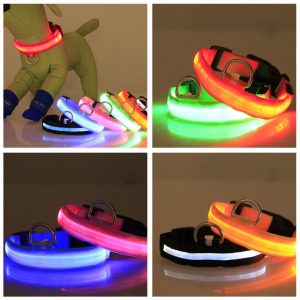 Coleira com luz de led recarregável para cachorro e gato